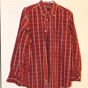 Basic Editions Red and Yellow Checked Button Down